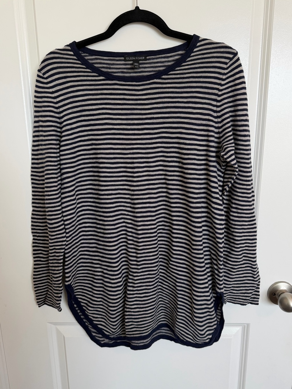 Eileen Fisher Linen Blend Striped Long Sleeve M